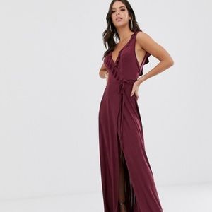 ASOS DESIGN Tall ruffle wrap maxi dress with sz 6